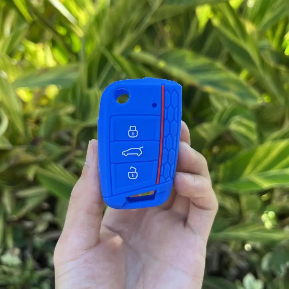 3 Button Silicone Car Key Case Cover for Volkswagen VW Polo Golf 7 MK7 for Skoda Octavia Combi SEAT Leon Ibiza CUPTRA Keychain