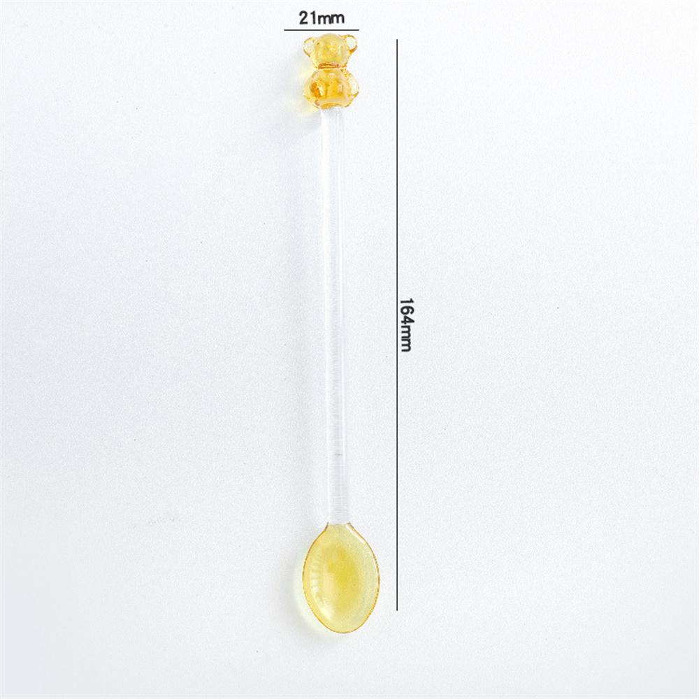 Japanese Style Creative Milk Dessert Teddy Bear Spoon Colorful Transparent Glass Spoon Cute Long Handled Coffee Stirring Spoon