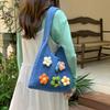 Women Woven Bag Flower Knitted Bag Handbag Holiday Style Beach Bag Shoulder Bag