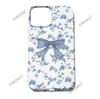Blue floral bow iPhone17 high-end film, Apple 16Pro anti-drop mobile phone case.