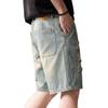 Hochwertige amerikanische gewaschene zerrissene Denim-Shorts Herren Sommer Neu Locker und atmungsaktiv Gerade Fünf-Punkt-Hose