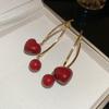 2024 Exquisite High-End Retro Silver Needle Red Heart Flower Earrings for Women
