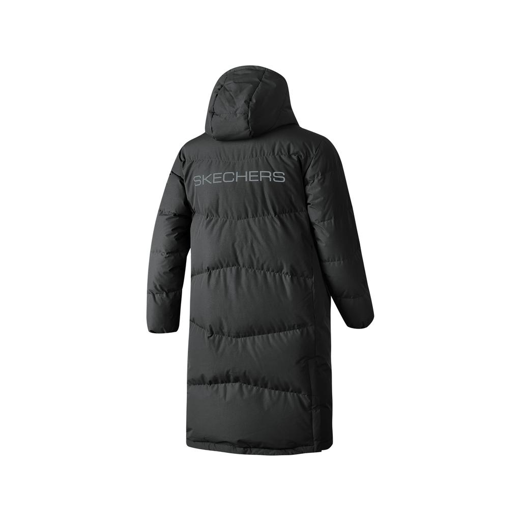 Skechers Basic Letter Print Long Down Jacket 'Black' Men's P423M128-0018
