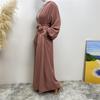 12-Color Slim Fit Long Sleeve Cardigan with Pockets - Casual Muslim Robe Style 1876