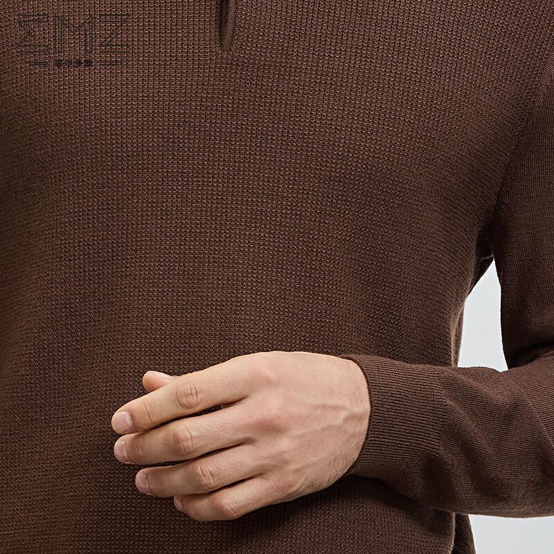 EMZ Herren Herbst Wollpullover mit Hemdkragen
