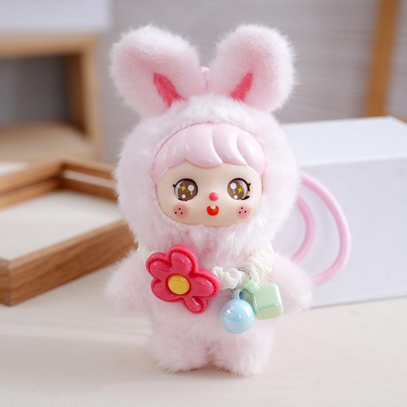 Fluffy Plush Vinyl Doll Keychain Cute Kawaii Animal Cosplay Design Pendant for Handbag Purse Key Accessory Girls Gift