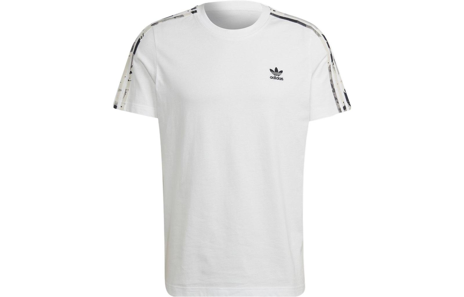 adidas Logo Embroidered Striped Crew Neck Sports T-Shirt HK2798 S