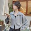 Women's Waffle Polo Collar Slim Fit Double Zipper Jacket - Long Sleeve, Spring/Autumn.