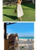 Women's 2026 Summer White Spaghetti Strap Beach Dress - Loose Fit, Slimming, Seaside Vacation Style Long Dress