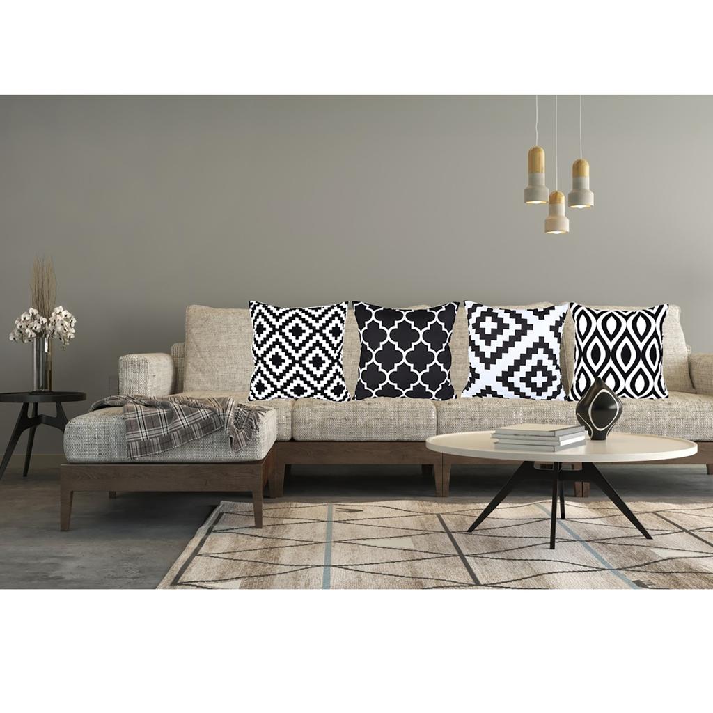 4Pack Black White Geometric Pillow Covers 18X18 Inches Simple Black White Geomet