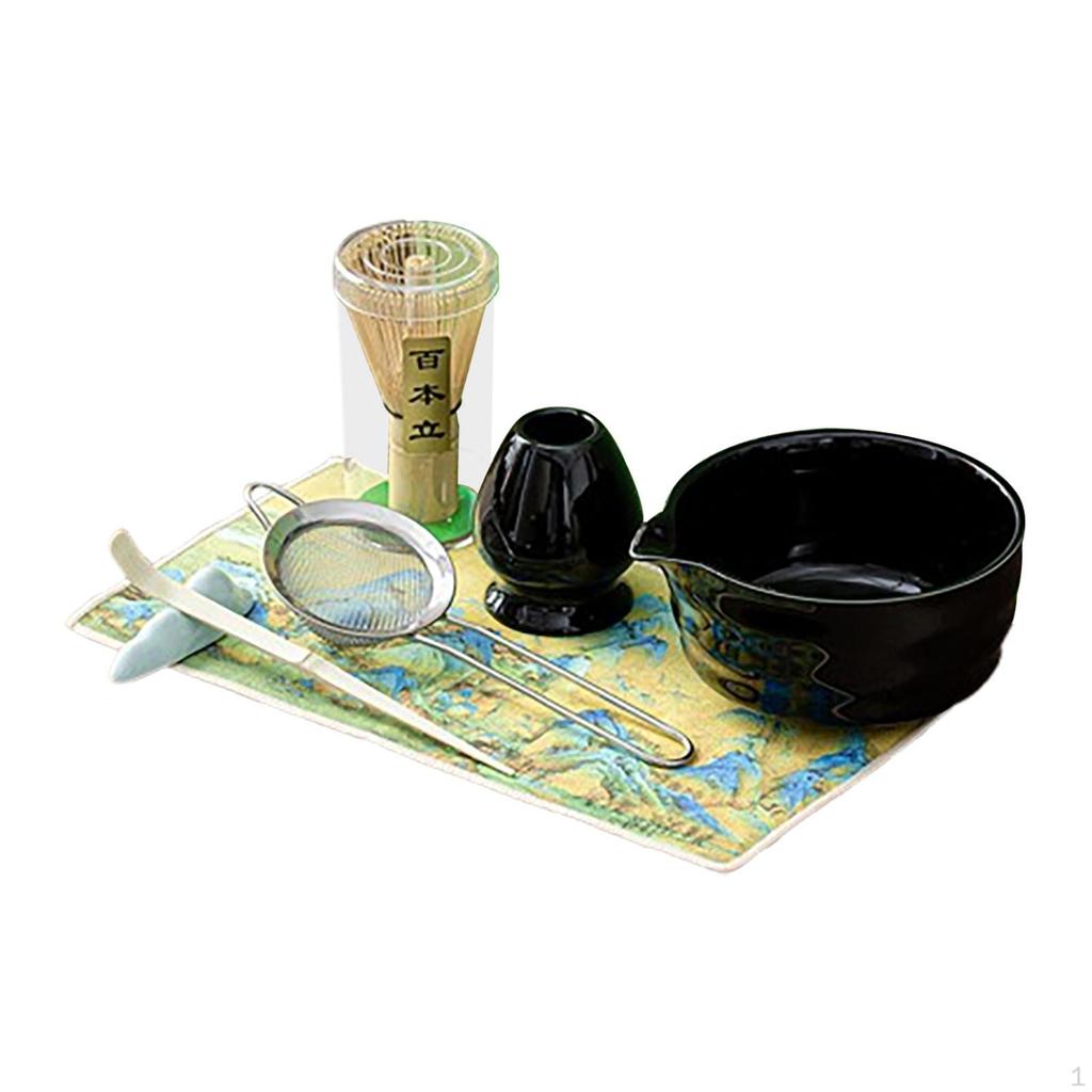 7 Pieces Matcha Whisk Set Bowl with Spout Gift for Tea Lovers Holder