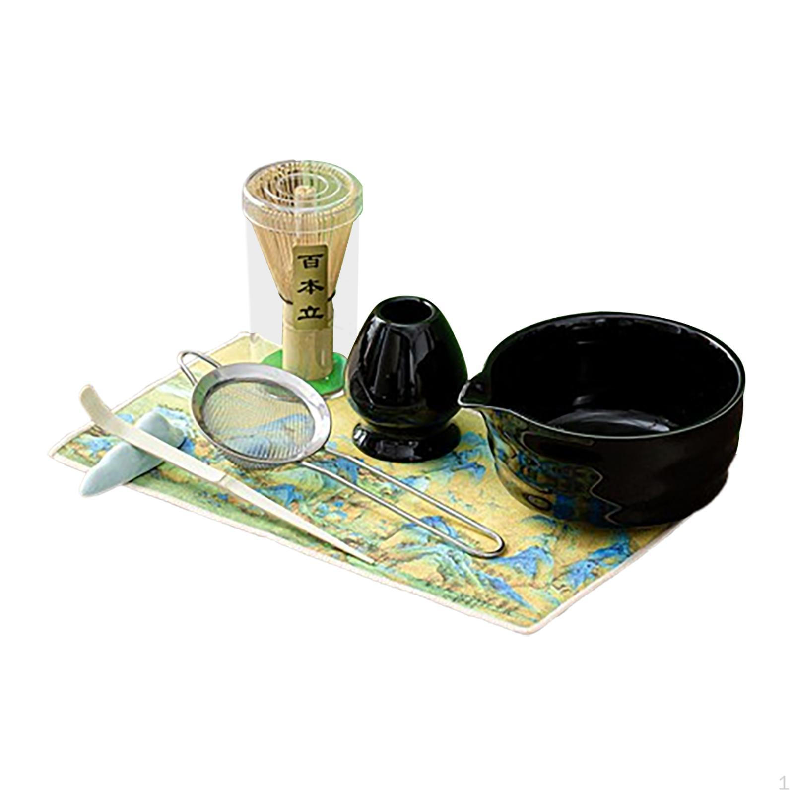 

Набор из 7 предметов: венчик для матча, чаша с носиком, подарок для любителей чая, подставка Black