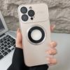 Deluxe Large Window Magnetic Logo Hole Case For iPhone 16 15 14 13 12 11 Plus Pro Max For Magsafe AG Frosted Glass Lens Cover