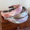 Spring Sweet Plaid Headbands Sponge Wide Bezel Hair Hoop for Womans Girls Temperament Hairband Female Fashion Hair Accessories