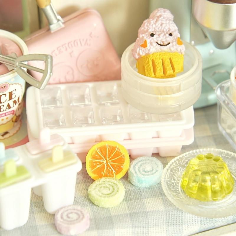 2Pcs Girl Toy New Miniature Dollhouse Food Ice Scoop With Ice Cube Storage Box Model Toys For Doll Accessories