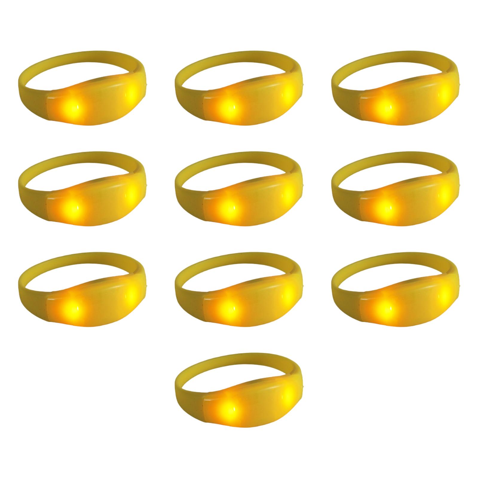 

Набор из 10 светодиодных силиконовых браслетов, мигающий светящийся аксессуар-нарукавник, многоцветные браслеты на запястье, украшения для вечеринки жёлтый
