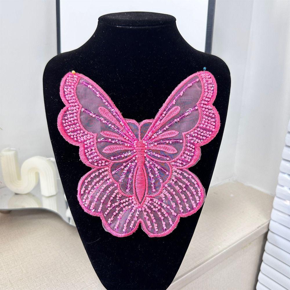 Embroidery 3D Butterfly Lace Patches Multi-layer Sequin Shiny DIY Clothing Accessories 3D Texture Dress Decoration