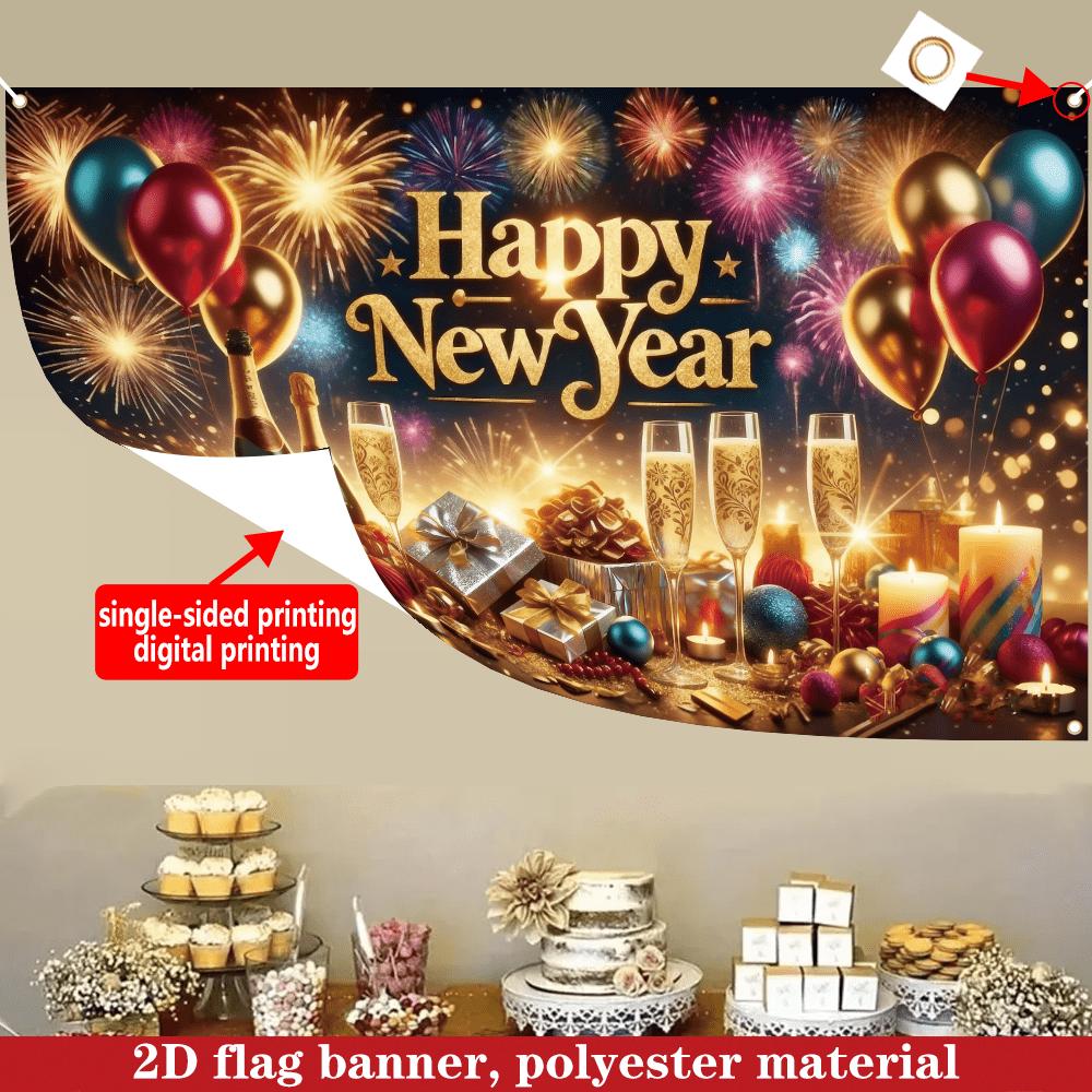 1 Pieza Copas de Vino de Año Nuevo Fuegos Artificiales Decoración Fondo para Estudio Fotográfico Cabina Fotográfica Fiesta