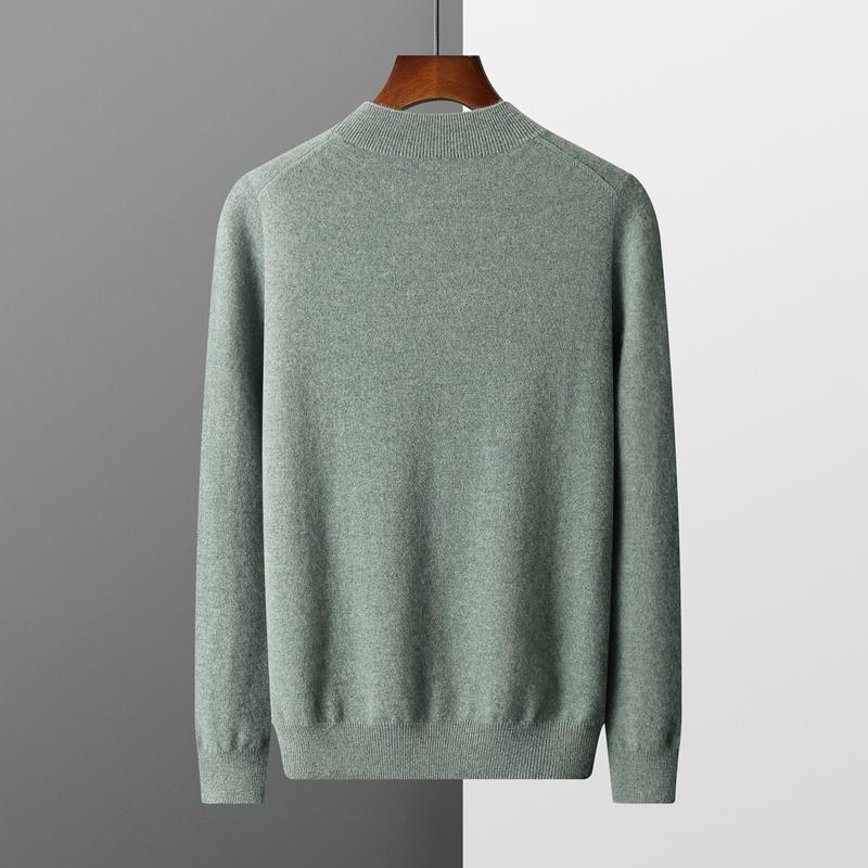 Suéter 100% Cachemir Puro para Hombre Cuello Medio Alto Color Sólido Jersey Moda Nuevo Tejido Abrigo de Invierno Mangas Largas