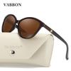 VABBON Women Sunglasses Trendy Round Face Retro Inlaid Leather UV Protection 8632