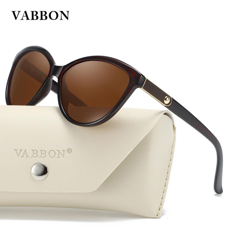 VABBON Women Sunglasses Trendy Round Face Retro Inlaid Leather UV Protection 8632