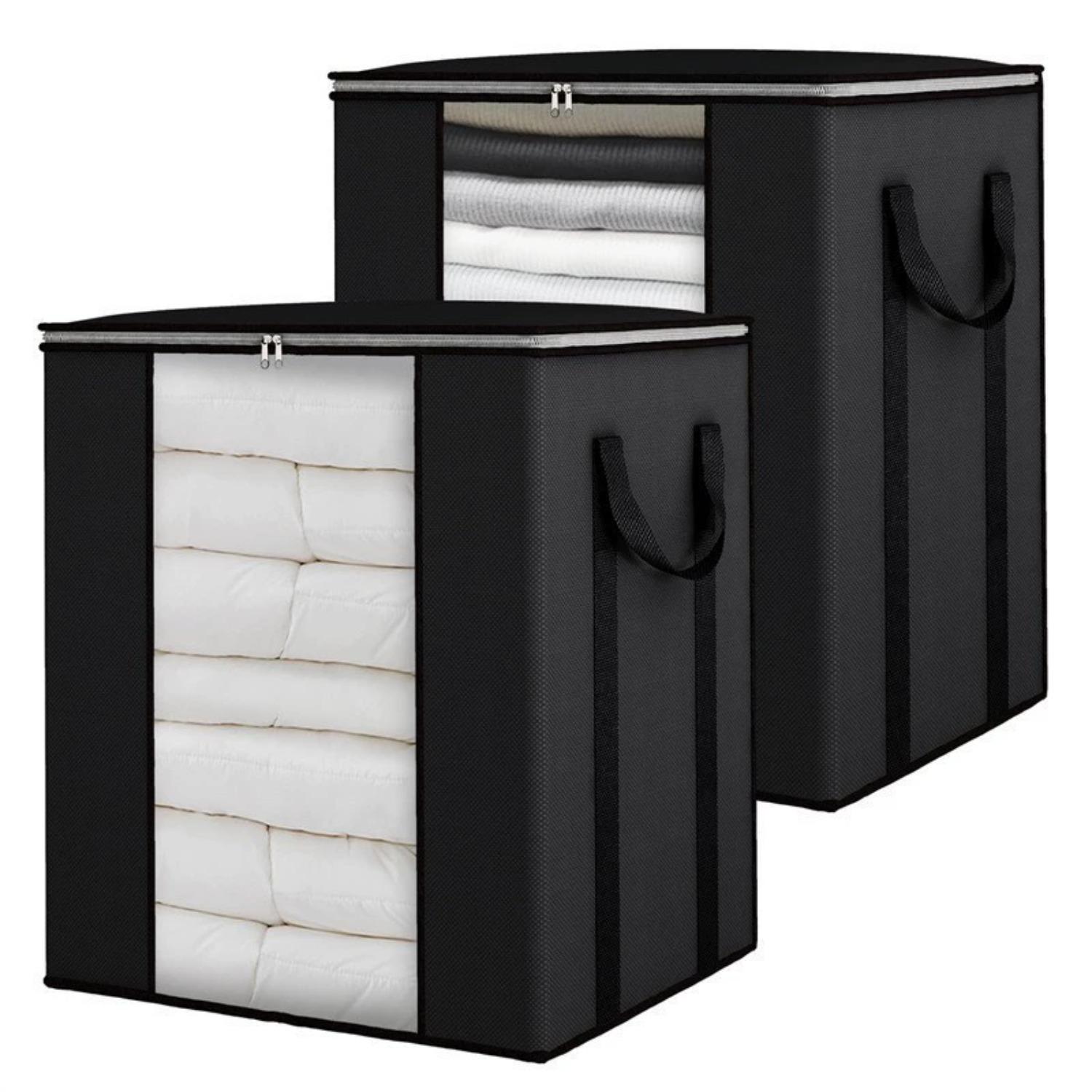 

Fixwal Extra Large Blanket Storage Bags 120L 2 Pack, сумки для хранения одеял с усиленными ручками, дышащие контейнеры для хранения одежды чёрный