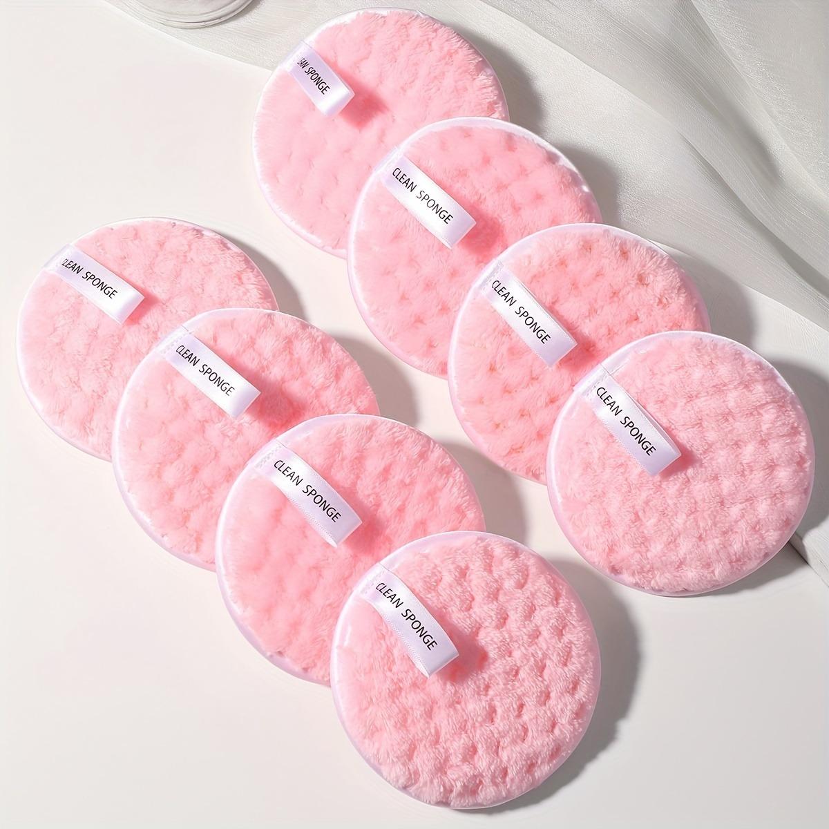 

8 шт. Засіб для зняття макіяжу з обличчя Ватні диски Круглі Багаторазові м’які очищувальні смужки Двостороння очищаюча губка для видалення макіяжу Губка для вмивання світло-рожевий колір