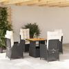 VidaXL 5-Piece Garden Dining Set with Cushions, Patio Table, Patio Furniture, Outdoor Furniture, Black 3277434