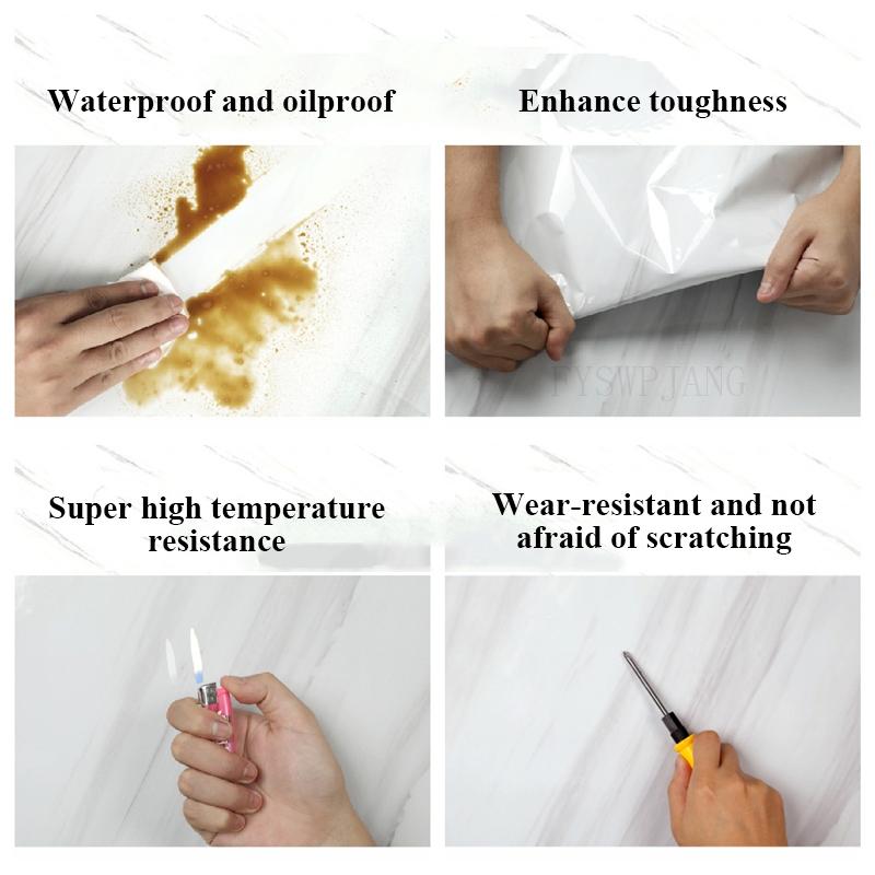 Marmor Selbstklebende Tapete Aluminiumfolie Wandaufkleber Wasserdichte Kontaktpapier Für Küche Dekorfolie Heimdeko