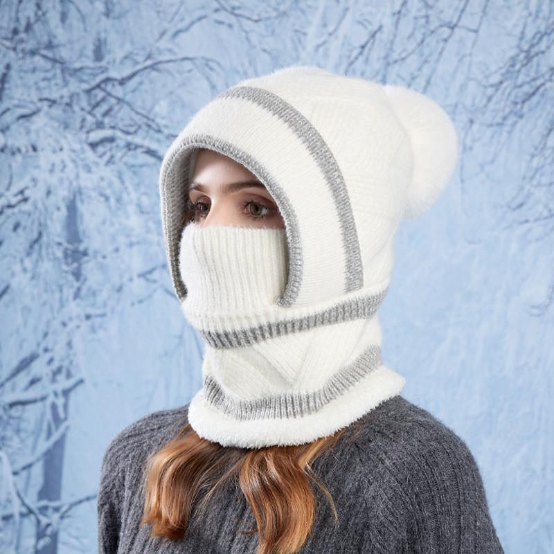 

Womens Winter Knit Hat With Fleece Lining And Ear Protection For Cold Weather MilkWhite