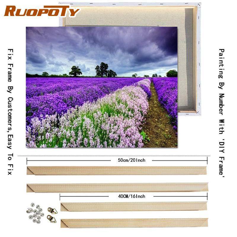 RUOPOTY Painting By Number Lavender Landscape Handpainted Unique Gift Picture Coloring By Numbers Balloon Children's Room Decor