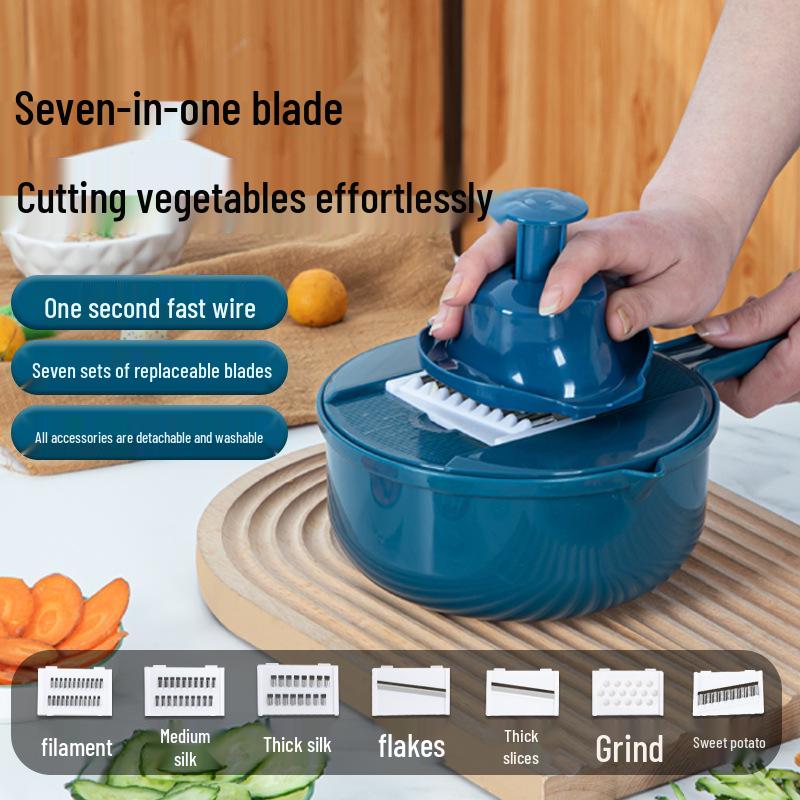 

Многофункциональная кухонная овощечистка и инструмент для нарезки овощей для картофеля, моркови и яичных белков темно-синий