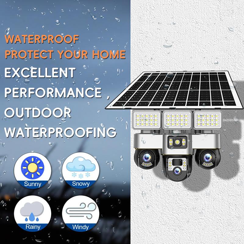 Outdoor Solar Surveillance Camera HD Night Vision Low Power Consumption Multifunctional Three Ball Street Light Camera