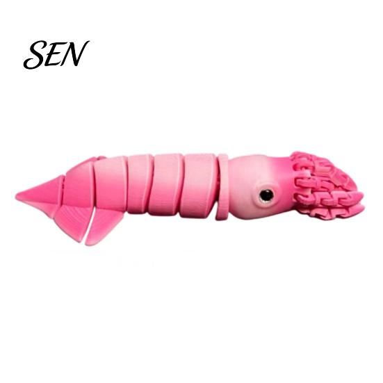 Articulated Squid Models 3D Printed Toy, Movable Joints Figurine, Figurine Simulated Sea Animal Fidget Toy for Desktop Decoration Realistic Life