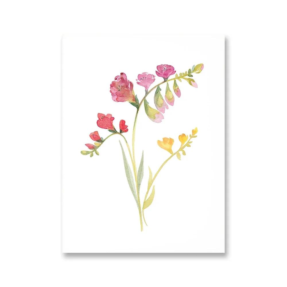 Watercolor Wildflower Flower Poster Colorful Floral Prints Plant Wall Art Canvas Painting Wall Pictures for Living Room Decor