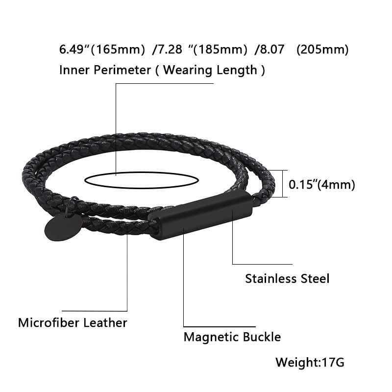 Dual-Strand Black Titanium Steel Clasp Bracelet with Graded Magnetic Buckle - Japanese & Korean Style, Unisex, Laser Engraved.