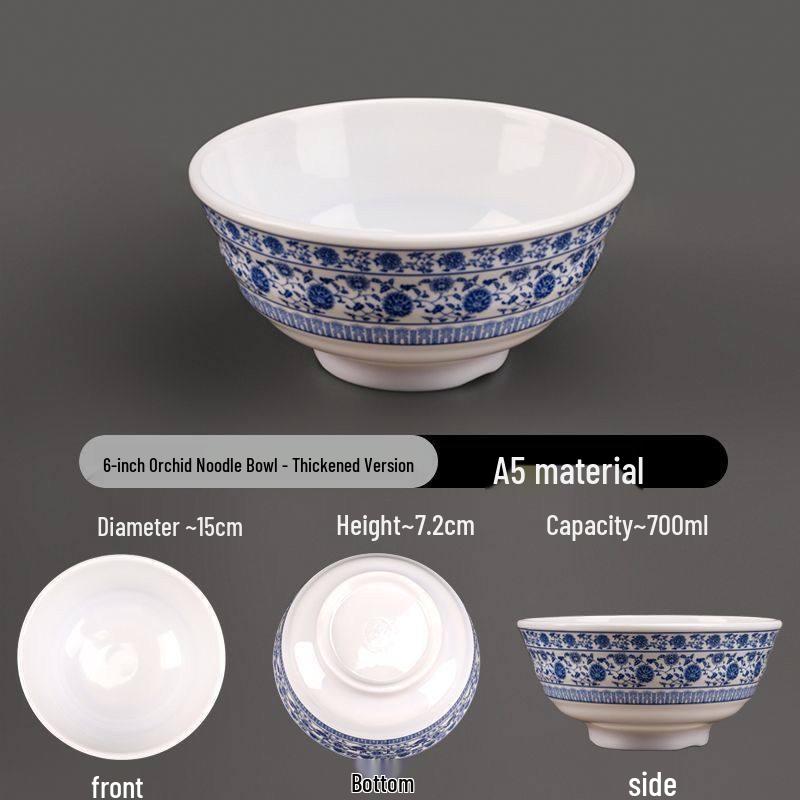 Diren Chinese Style A5 Melamine Orchid Noodle Bowl