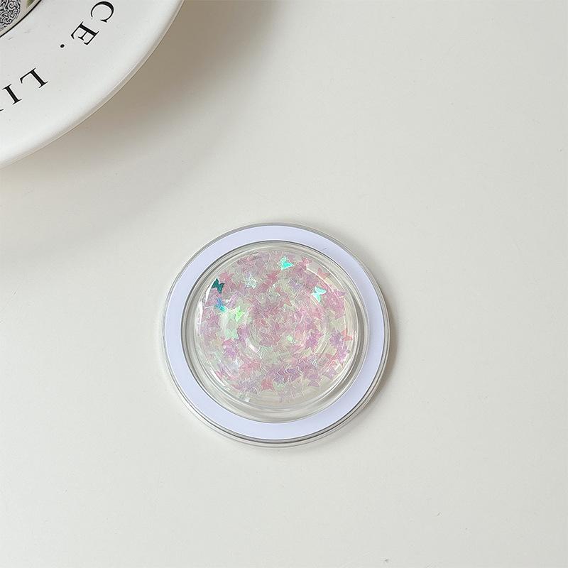

Small Butterfly Sequined Laser Round Mobile Phone Airbag Holder Magnetic Telescopic Ring Internet Celebrity Gift Women S Portable