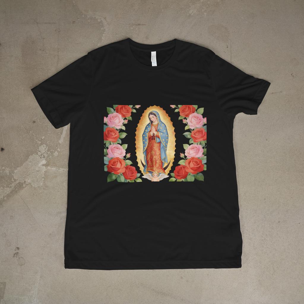 Our Lady of Guadalupe Rose Frame T-Shirt Catholic Virgin Mary Tee