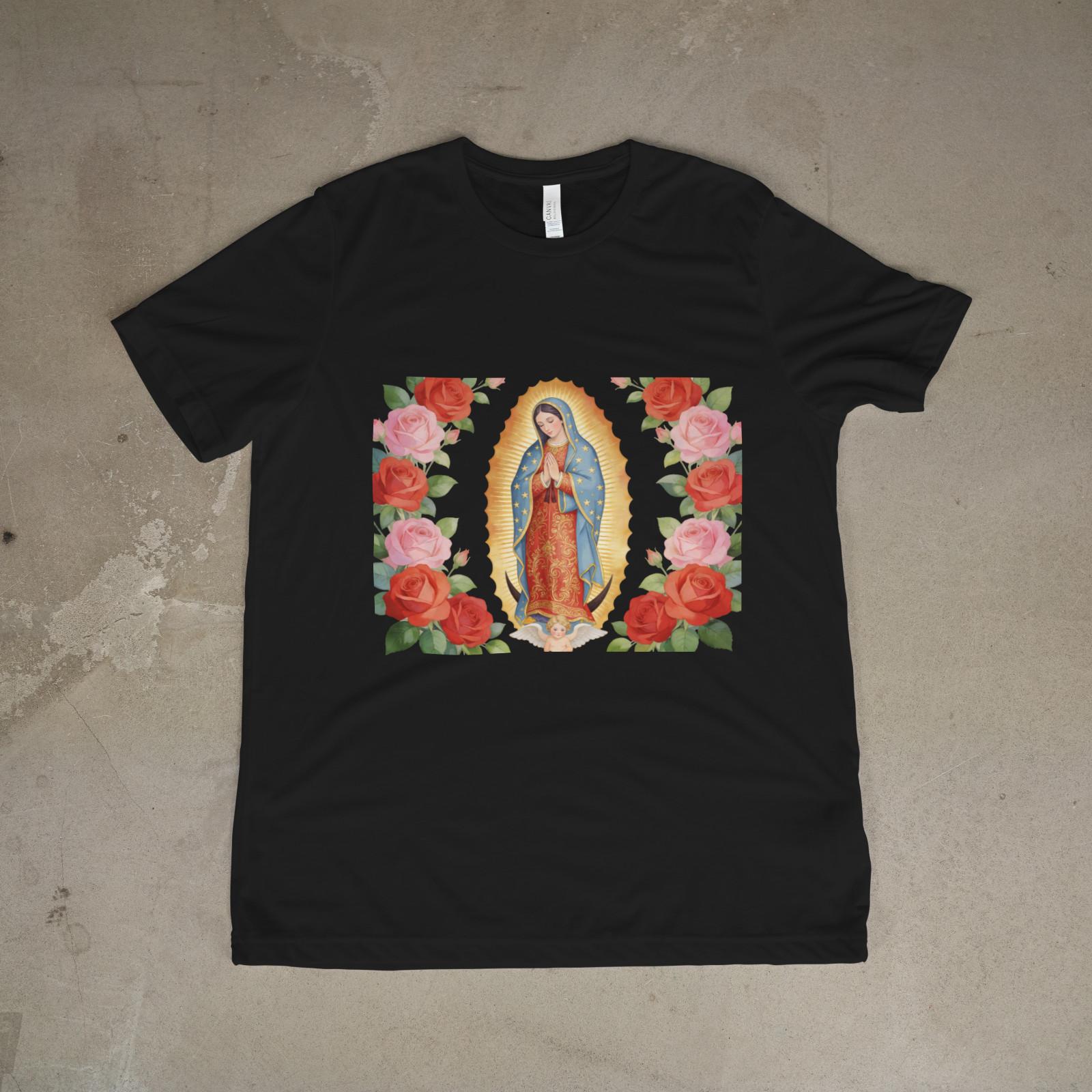 Our Lady of Guadalupe Rose Frame T-Shirt Catholic Virgin Mary Tee M