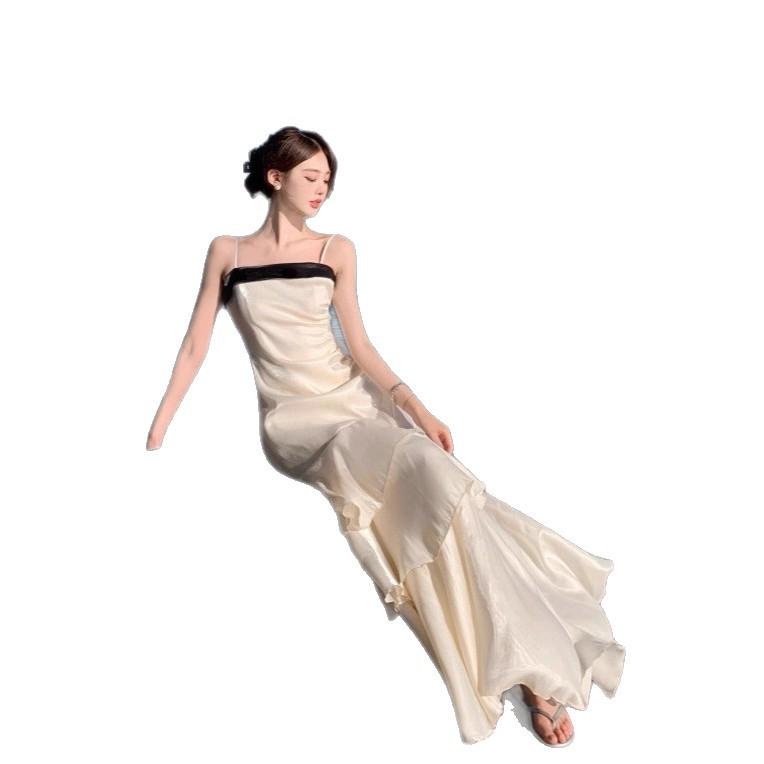 New Femininity Mermaid Ji Streamer Suspender Skirt Adult Ceremony Dress Skirt One-word Shoulder Dress Summer
