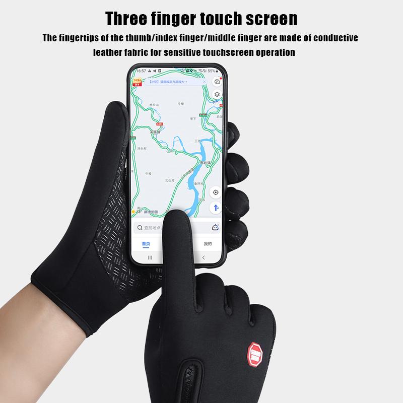 Utomhus Cykling Klättring Handskar Fitness Sport Vattentäta Vindtäta Långa Fingrar Plus Sammet Varma Handskar Höst och Vinter