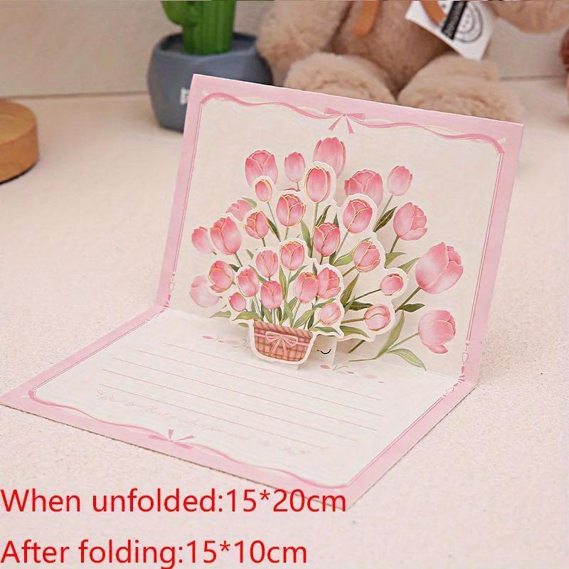 Pop Up 3D Bouquet Greeting Card Postcard Father's Valentine's March 8t Mother's Day Blessings National Day Creative Cards Gift