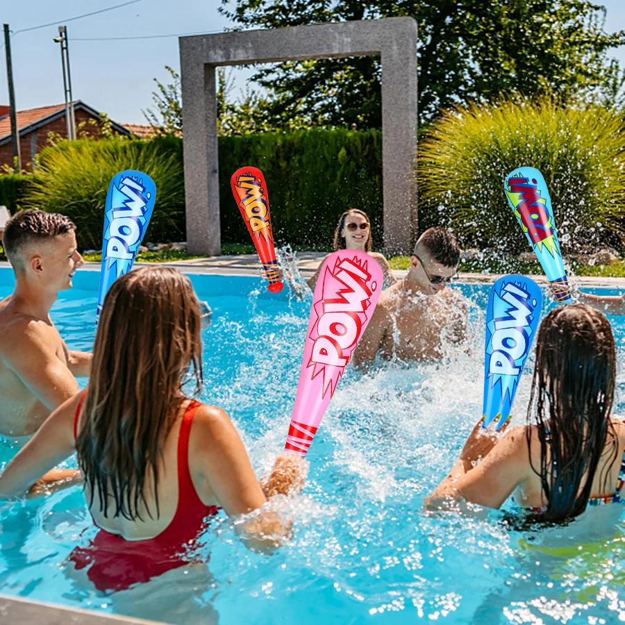 4pcs Colorful Inflatable Baseball Bat Toys for Summer Pool Parties Birthday Celebrations Fun Carnival Water Game Supplies
