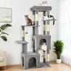 61 Inch Large Cat Tree Tower with 7 Scratching Posts 2 Cat Condos Top Perch Multi Level Cat Climbing Tree Furniture with Hanging Toys Anti Toppling
