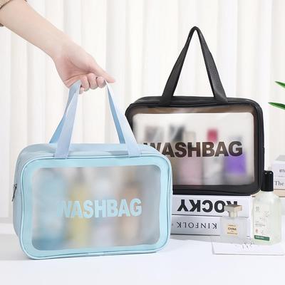 Transparente PVC-Kosmetiktasche: Nass-/Trockentrennung, Großes Fassungsvermögen, PU Reise-Kosmetikorganizer