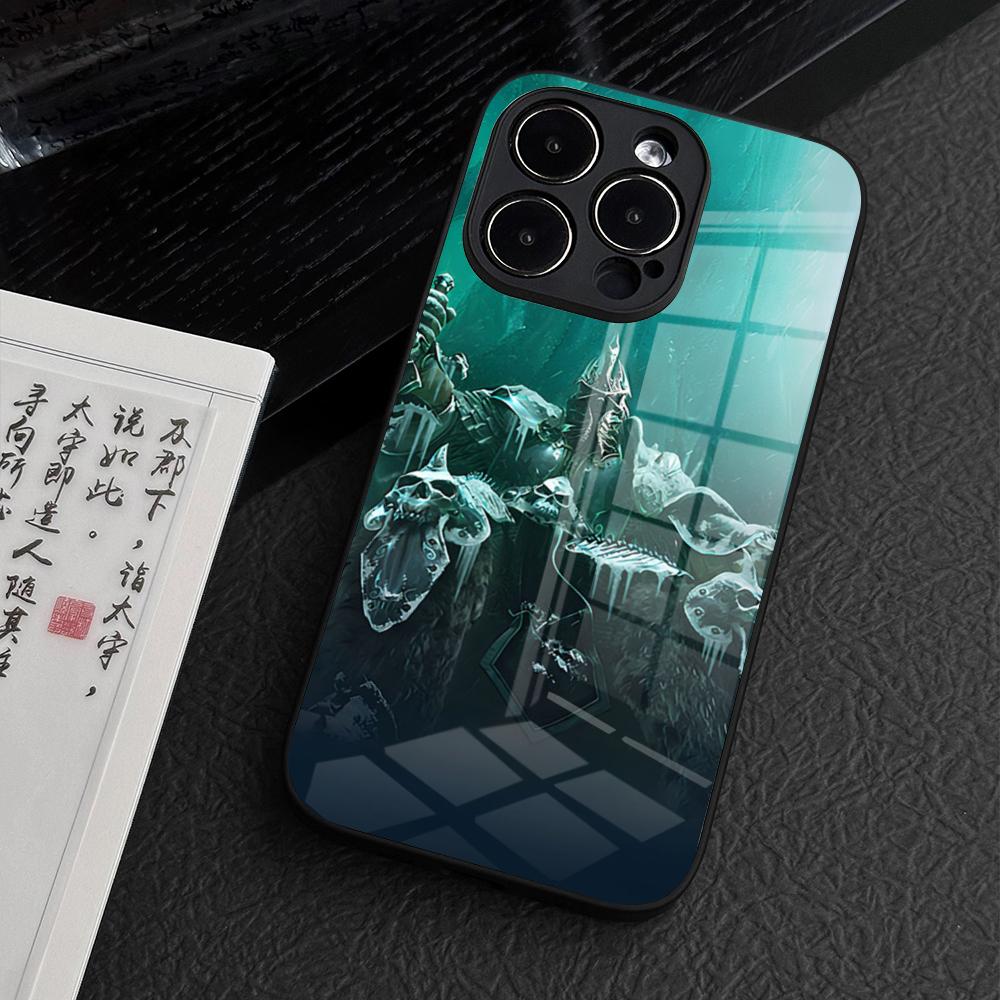 World of Warcraft Lich King Phone Case for iPhone 15 Pro Max 14 Plus 12 Mini 11 13 14 Pro Max Magsafe Wireless Charge Glass Cove