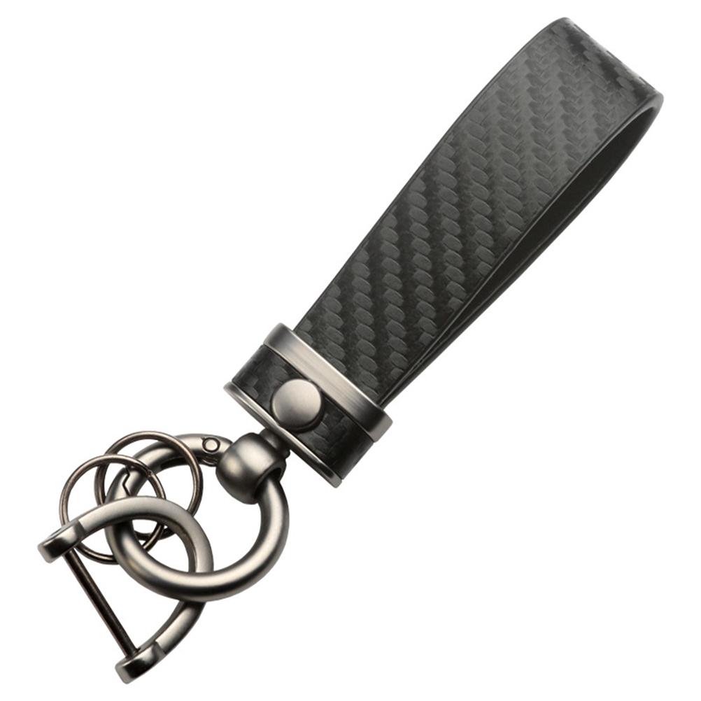 Carbon Fiber Car Keychain 360 Degree Rotatable Microfiber PU Leather Key Chain Universal Key Chains for Men and Women