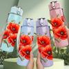 1PC Red Poppy Floral Bouquet Art 750ml Color Plastic Sports Water Bottle Leakproof Flip Straw Lid Suitable for Sports Office Home Use