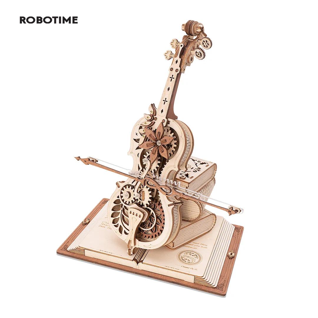

Robotime Rokr Magic Cello Механическая музыкальная шкатулка с подвижным стержнем Забавные креативные игрушки для детей Девочки 3D Деревянная головоломка